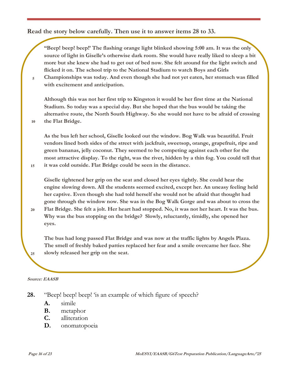 Stimulus for question 28