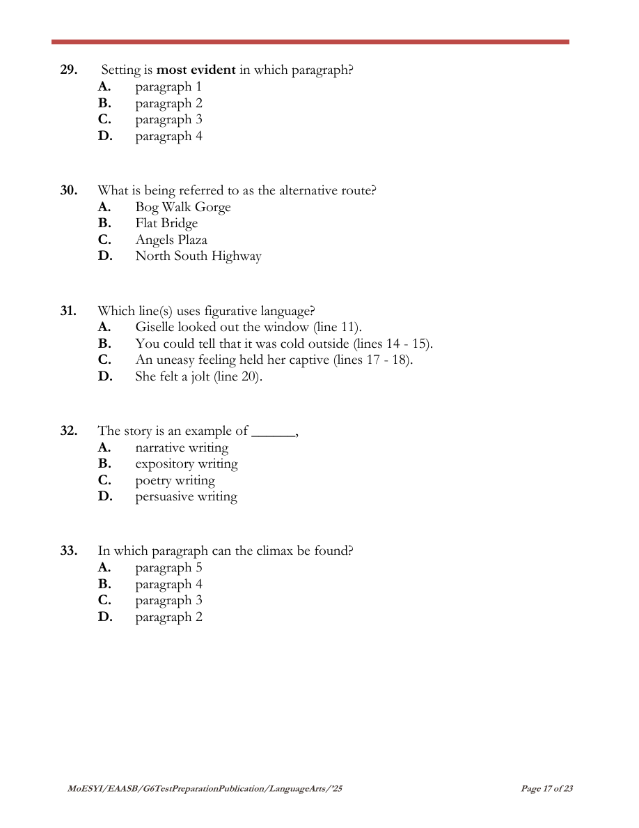 Stimulus for question 29