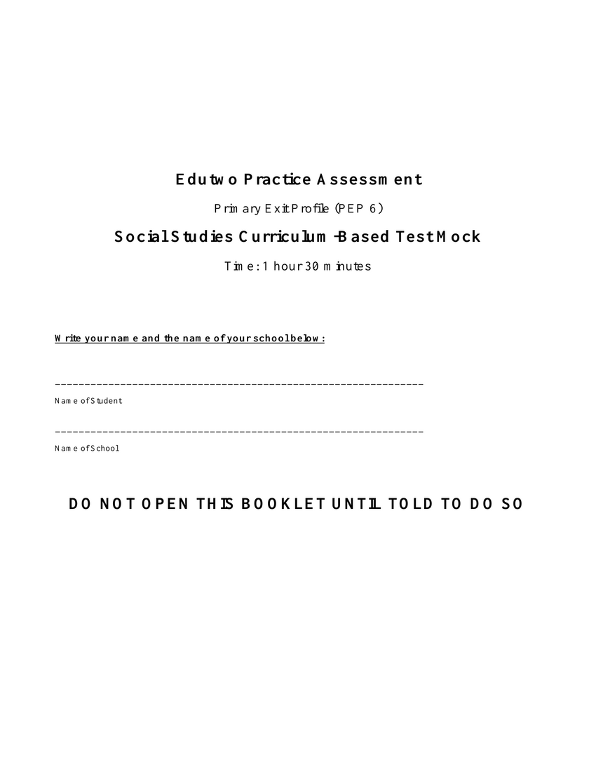 Grade 6 Social Studies CBT worksheet cover